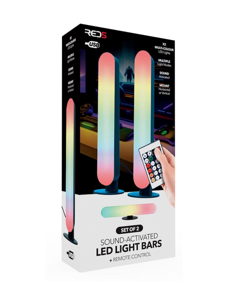 MenKind Set of 2 Red 5 Sound Activated LED Light Bars - Image 6 of 6 MenKind Set of 2 Red 5 Sound Activated LED Light Bars - Image 6 of 6
