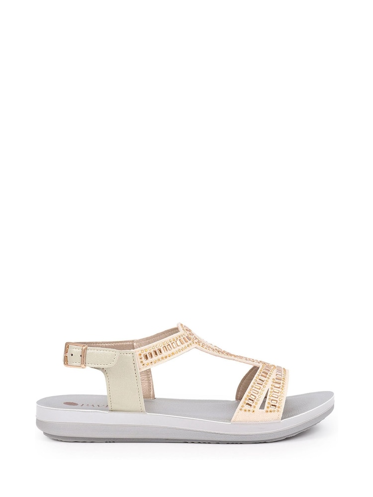Pavers Gold Adjustable Embellished Sandals - Image 1 of 5