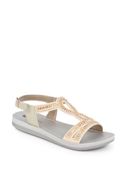 Pavers Gold Adjustable Embellished Sandals - Image 2 of 5