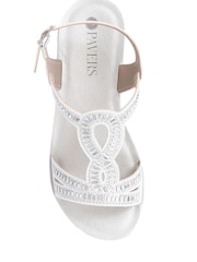 Pavers White Adjustable Embellished Sandals - Image 4 of 5