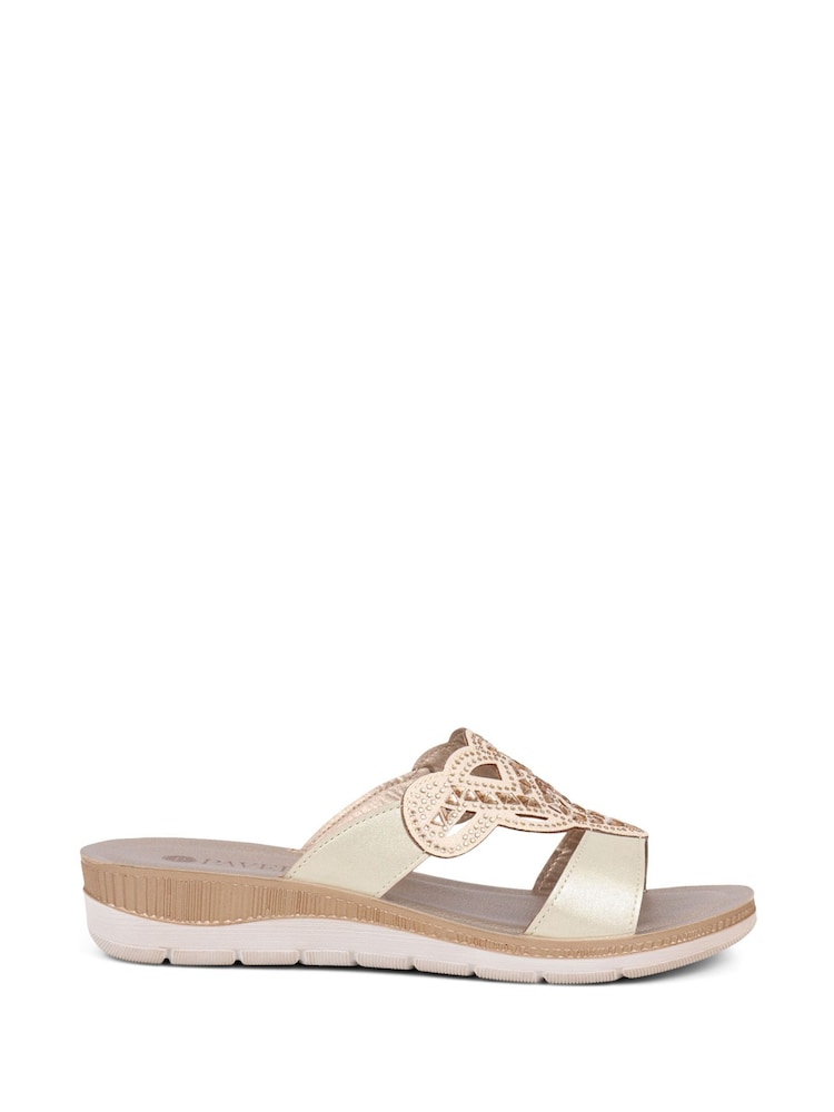 Pavers Gold Embellished Mule Sandals - Image 1 of 5