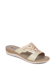 Pavers Gold Embellished Mule Sandals - Image 2 of 5