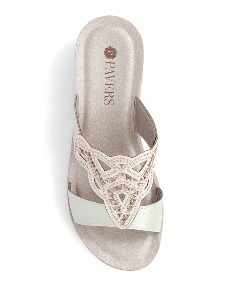 Pavers Gold Embellished Mule Sandals - Image 4 of 5