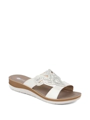 Pavers White Embellished Mule Sandals - Image 2 of 5