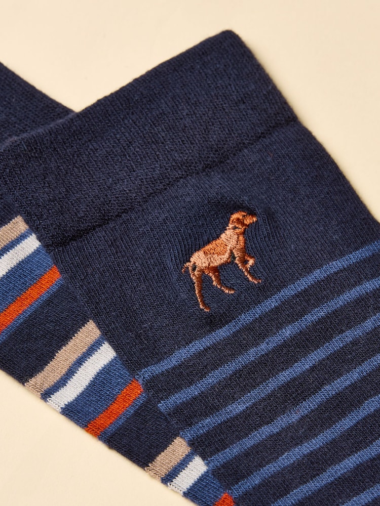 Joules Kingsbury Navy/Ginger 2 Pack Socks - Image 2 of 3
