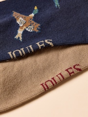 Joules Kingsbury Tan/Navy 2 Pack Socks - Image 3 of 3