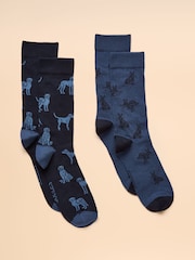 Joules Kingsbury Blue 2 Pack Socks - Image 1 of 3