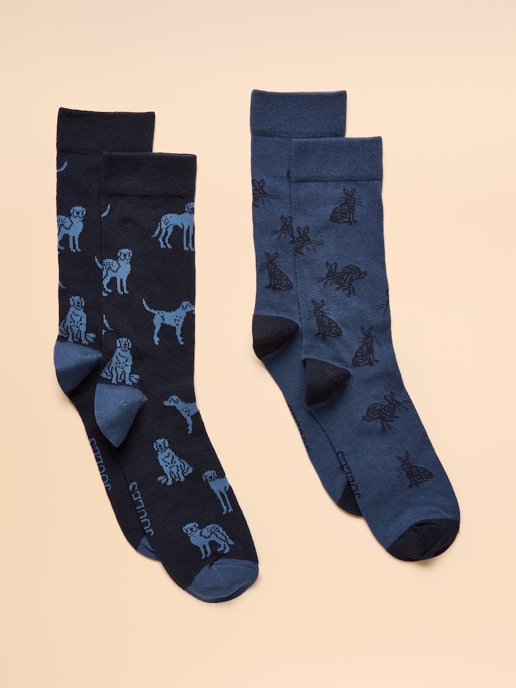 Joules Kingsbury Blue 2 Pack Socks - Image 1 of 3