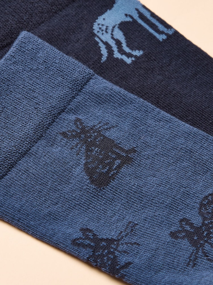 Joules Kingsbury Blue 2 Pack Socks - Image 2 of 3