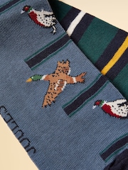 Joules Kingsbury Blue/Green 2 Pack Socks - Image 2 of 3