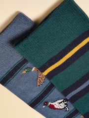 Joules Kingsbury Blue/Green 2 Pack Socks - Image 3 of 3