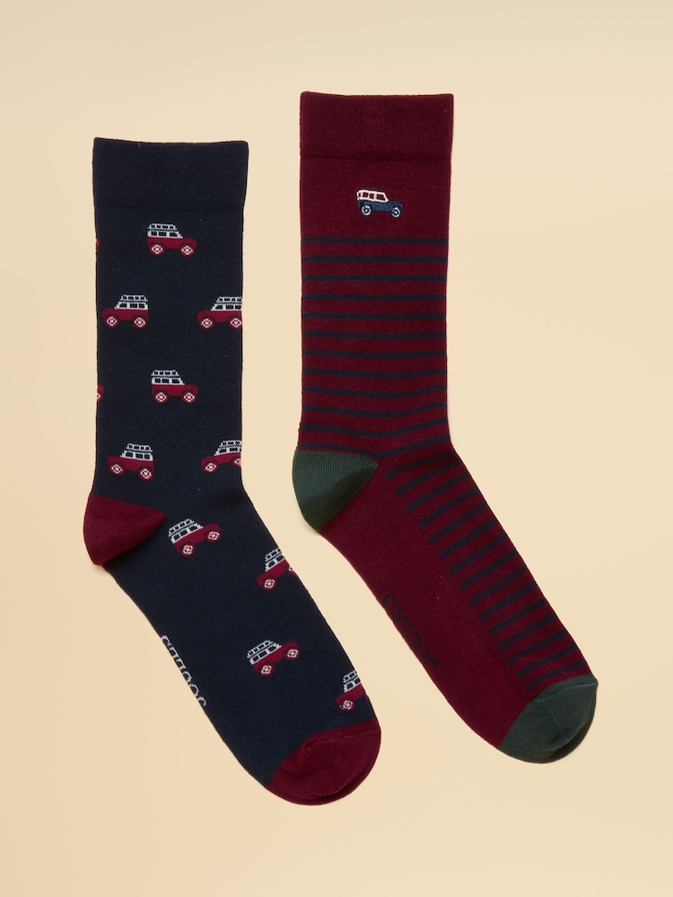 Joules Kingsbury Red/Blue 2 Pack Socks - Image 1 of 3 Joules Kingsbury Red/Blue 2 Pack Socks - Image 1 of 3