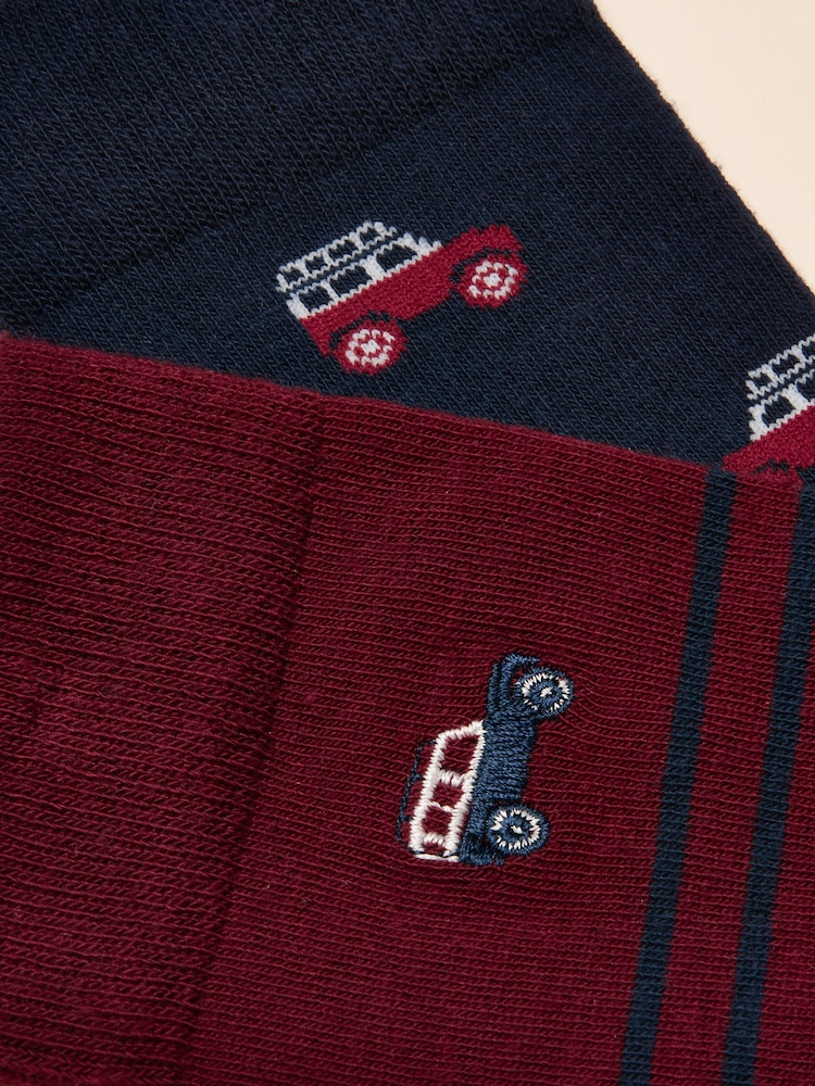 Joules Kingsbury Red/Blue 2 Pack Socks - Image 2 of 3 Joules Kingsbury Red/Blue 2 Pack Socks - Image 2 of 3