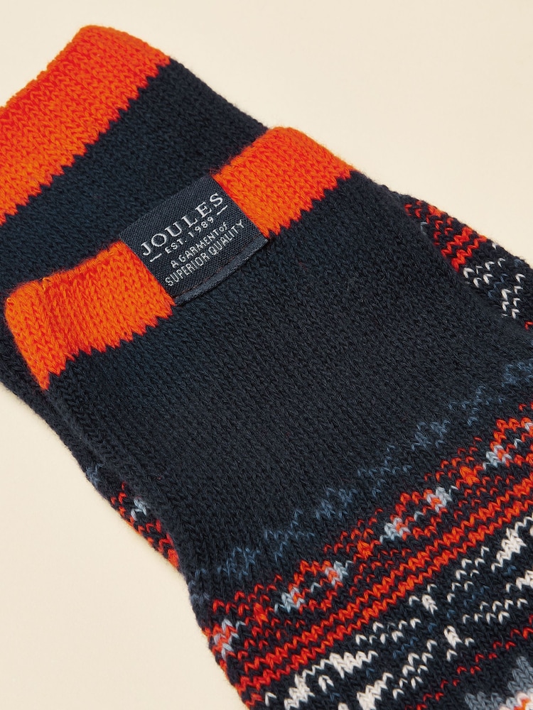 Joules Alby Blue & Orange Fair Isle Socks - Image 2 of 3