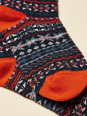 Joules Alby Blue & Orange Fair Isle Socks - Image 3 of 3