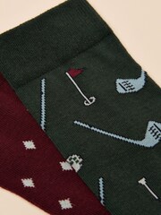 Joules Kingsbury Red/Green 2 Pack Socks - Image 2 of 3