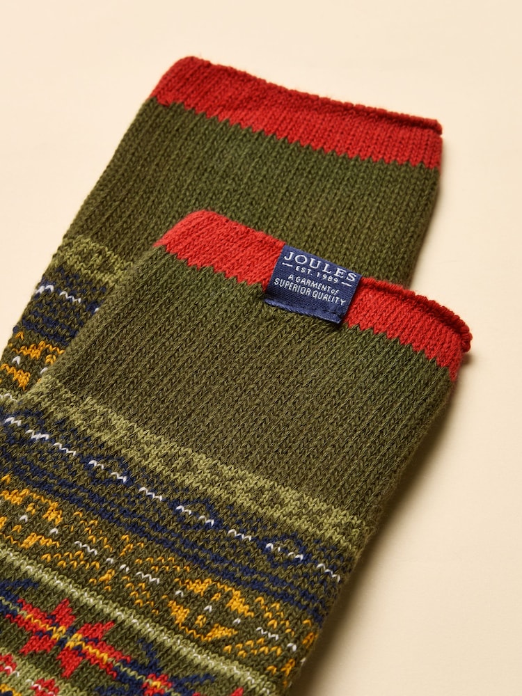 Joules Alby Green Fair Isle Socks - Image 3 of 3 Joules Alby Green Fair Isle Socks - Image 3 of 3