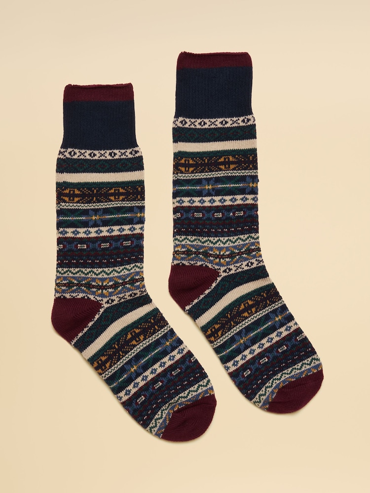 Joules Alby Multi Fair Isle Socks - Image 1 of 3 Joules Alby Multi Fair Isle Socks - Image 1 of 3