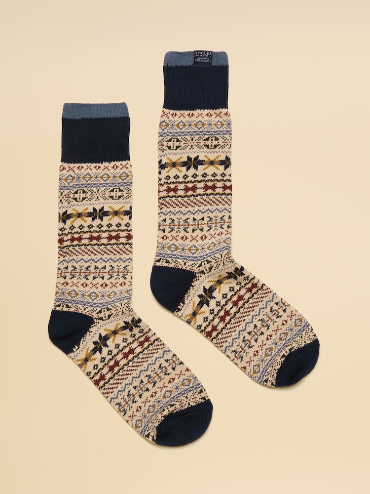 Joules Alby Cream Fair Isle Socks - Image 1 of 3