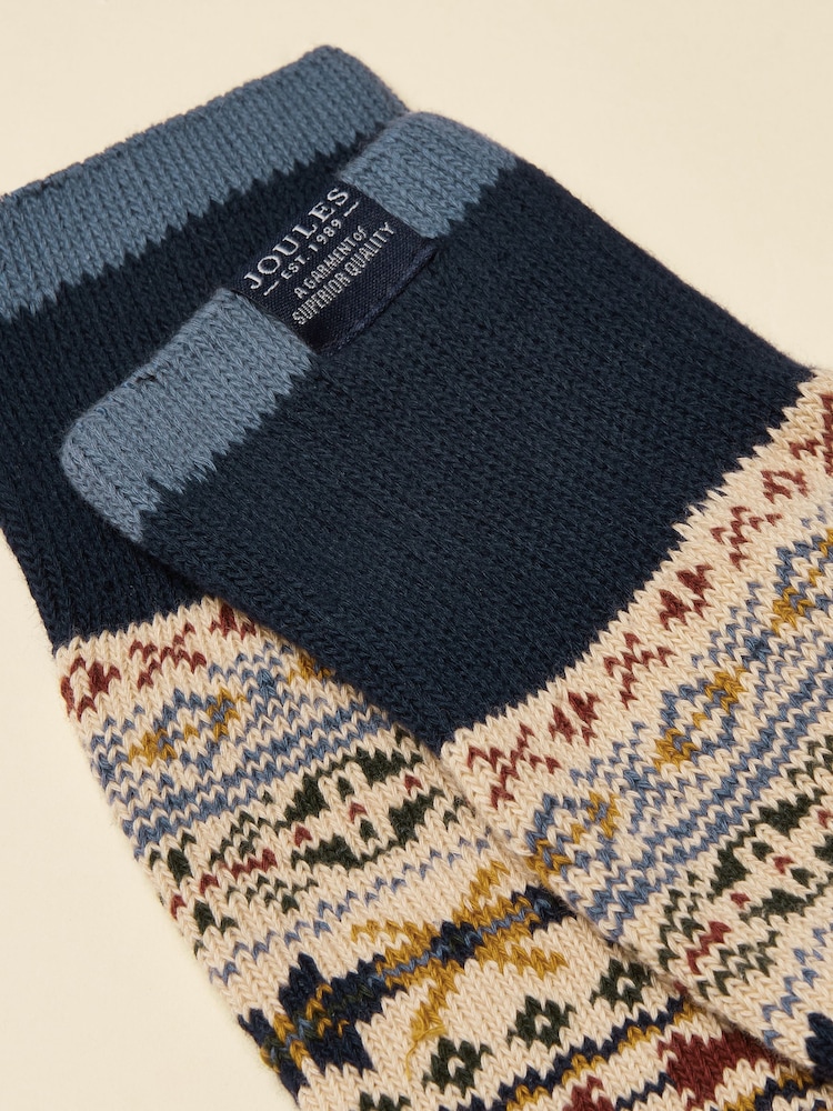 Joules Alby Cream Fair Isle Socks - Image 2 of 3