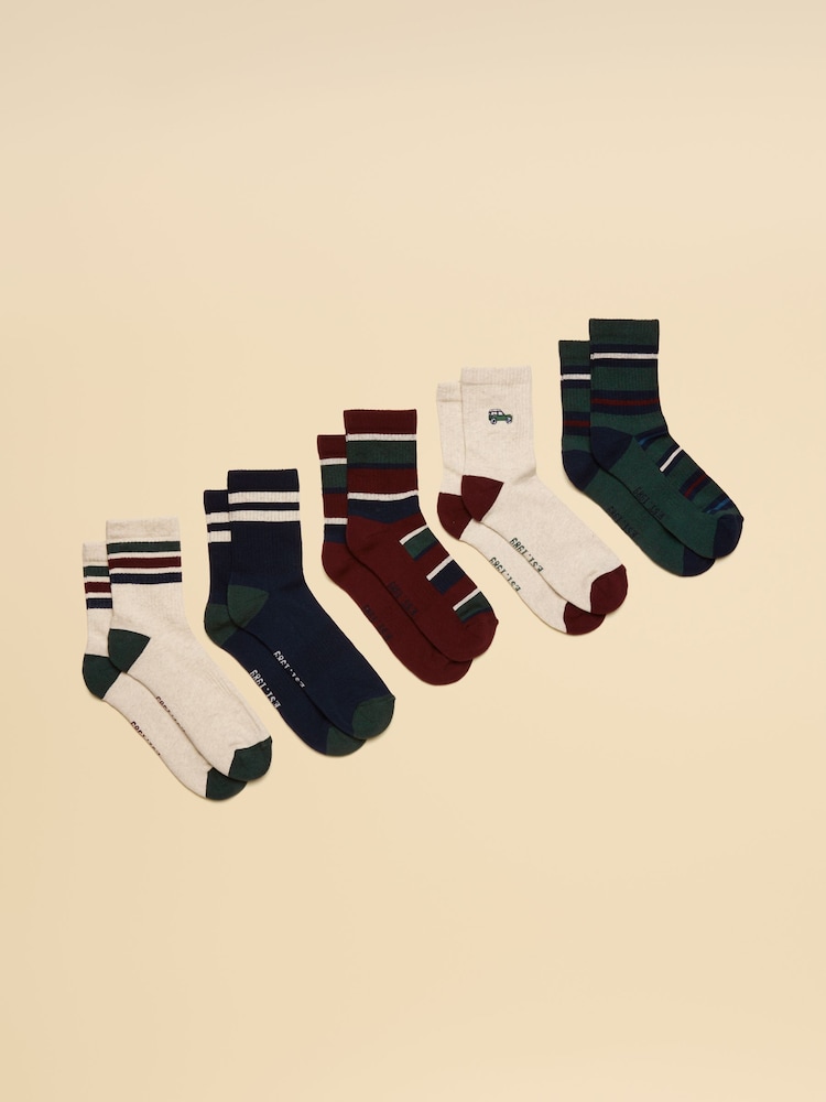 Joules Volley Navy Green 5 Pack Tennis Socks - Image 1 of 3 Joules Volley Navy Green 5 Pack Tennis Socks - Image 1 of 3