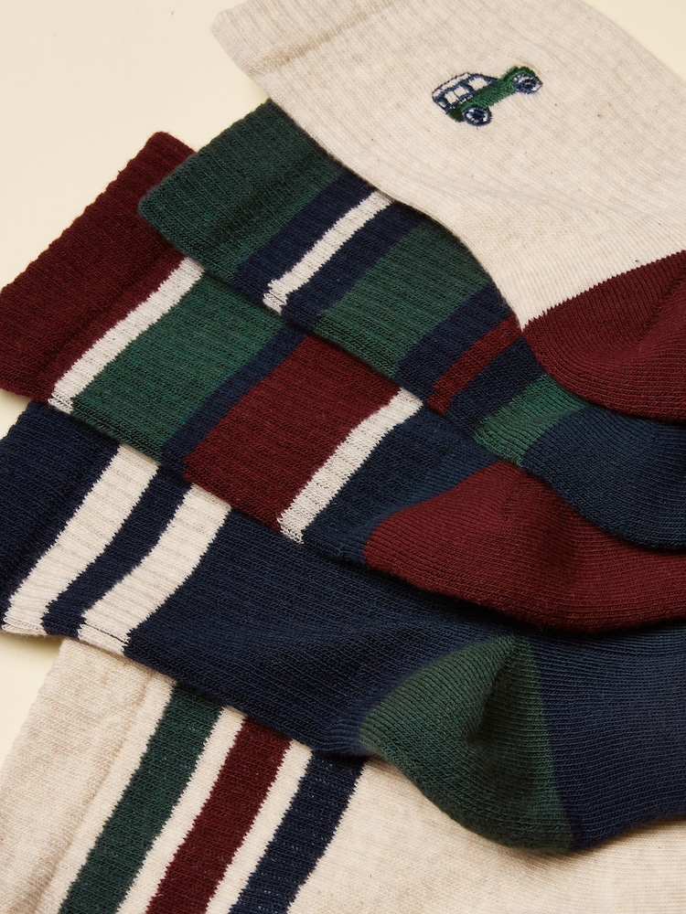 Joules Volley Navy Green 5 Pack Tennis Socks - Image 2 of 3 Joules Volley Navy Green 5 Pack Tennis Socks - Image 2 of 3