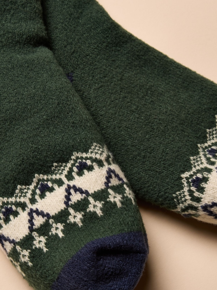 Joules Chalet Green Cosy Lined Sock - Image 3 of 3 Joules Chalet Green Cosy Lined Sock - Image 3 of 3