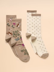 Joules Everyday Multi Neutral 2 Pack Socks - Image 1 of 3