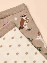 Joules Everyday Multi Neutral 2 Pack Socks - Image 2 of 3