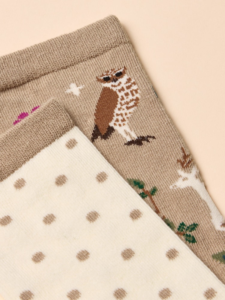 Joules Everyday Multi Neutral 2 Pack Socks - Image 2 of 3