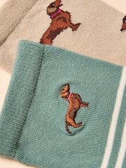 Joules Everyday Khaki/Cream 2 Pack Socks - Image 2 of 3