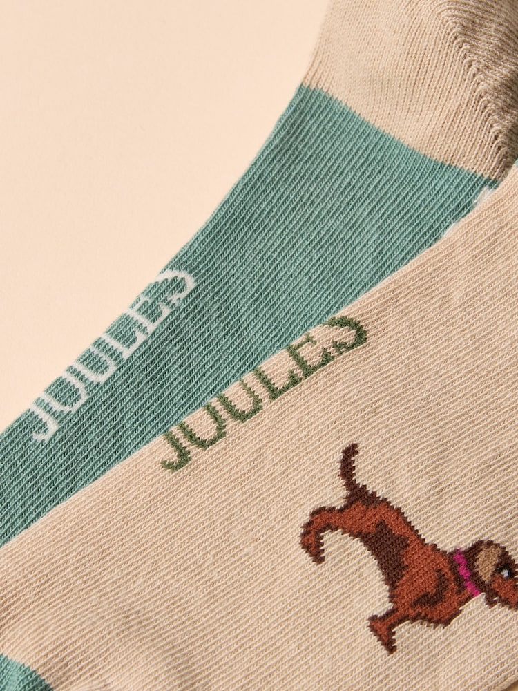 Joules Everyday Khaki/Cream 2 Pack Socks - Image 3 of 3 Joules Everyday Khaki/Cream 2 Pack Socks - Image 3 of 3