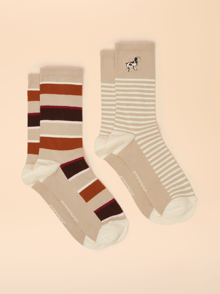 Joules Everyday Orange/Neutral 2 Pack Socks - Image 1 of 3
