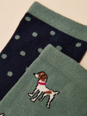 Joules Everyday Green/Blue 2 Pack Socks - Image 3 of 3