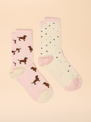 Joules Everyday Pink/Blue 2 Pack Socks - Image 1 of 3