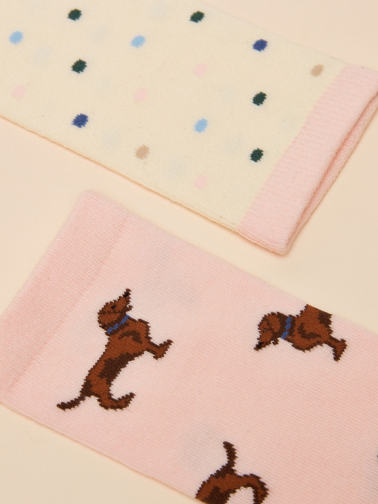 Joules Everyday Pink/Blue 2 Pack Socks - Image 3 of 3 Joules Everyday Pink/Blue 2 Pack Socks - Image 3 of 3