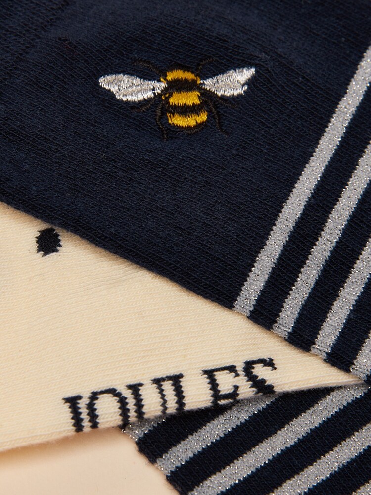Joules Everyday Navy/white 2 Pack Socks - Image 2 of 3