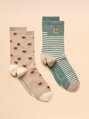 Joules Everyday Khaki/Stone 2 Pack Socks - Image 1 of 3