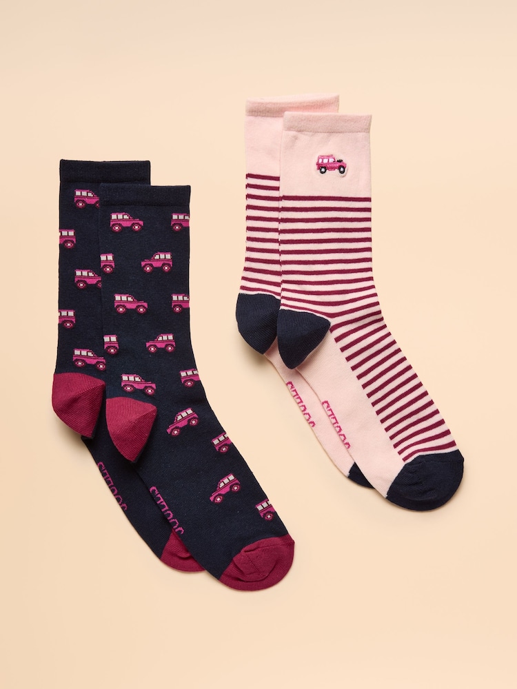 Joules Everyday Navy/Pink 2 Pack Socks - Image 1 of 3