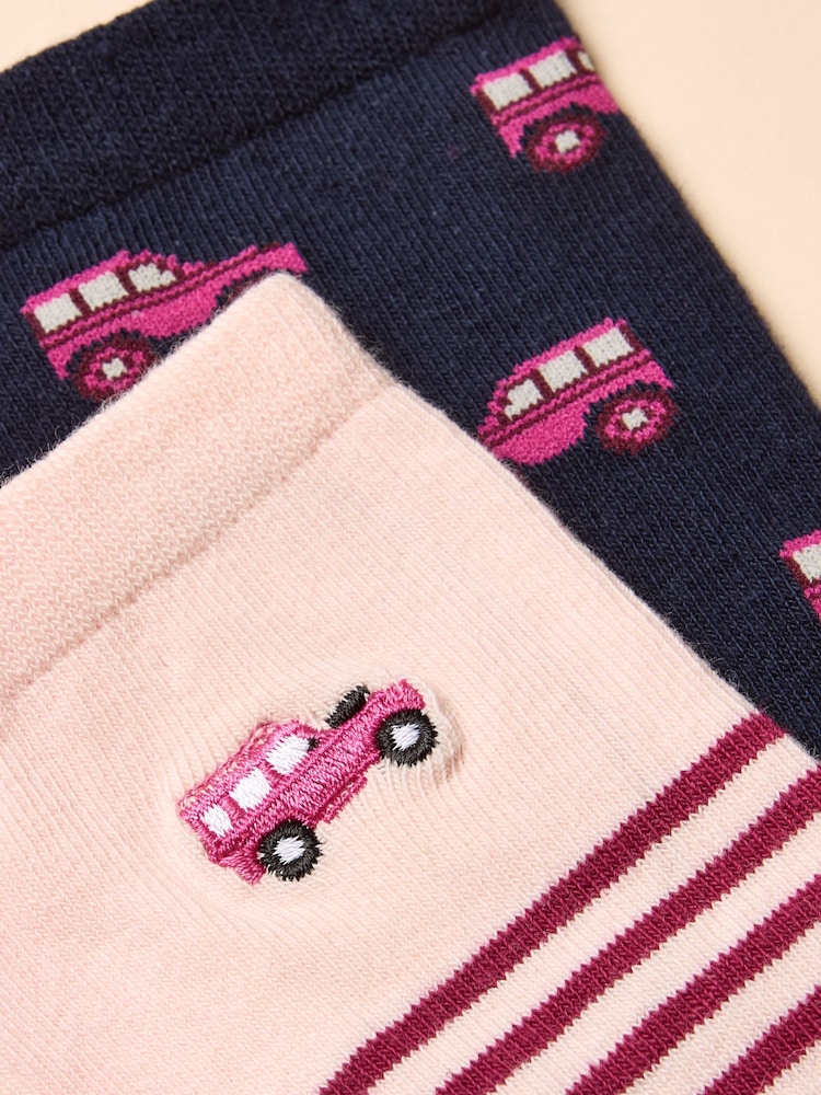 Joules Everyday Navy/Pink 2 Pack Socks - Image 2 of 3 Joules Everyday Navy/Pink 2 Pack Socks - Image 2 of 3