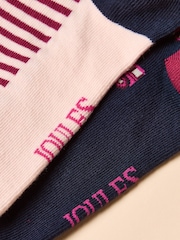 Joules Everyday Navy/Pink 2 Pack Socks - Image 3 of 3