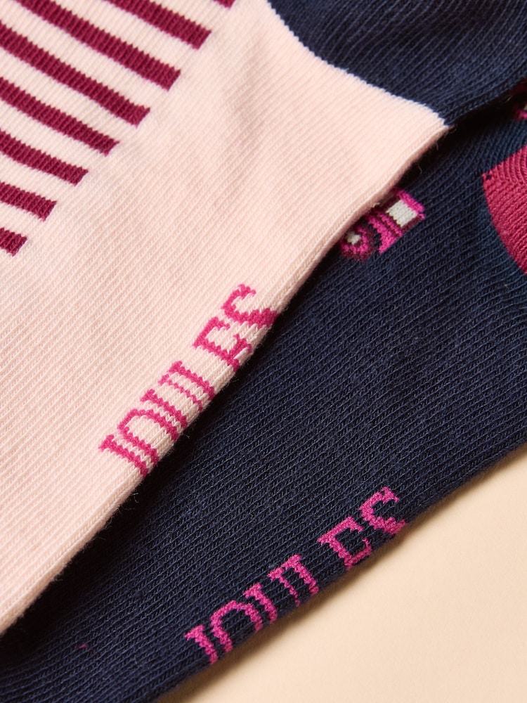 Joules Everyday Navy/Pink 2 Pack Socks - Image 3 of 3 Joules Everyday Navy/Pink 2 Pack Socks - Image 3 of 3