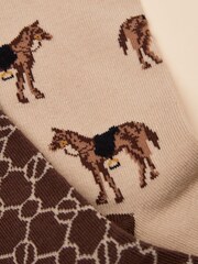 Joules Everyday Brown/Cream 2 Pack Socks - Image 2 of 3