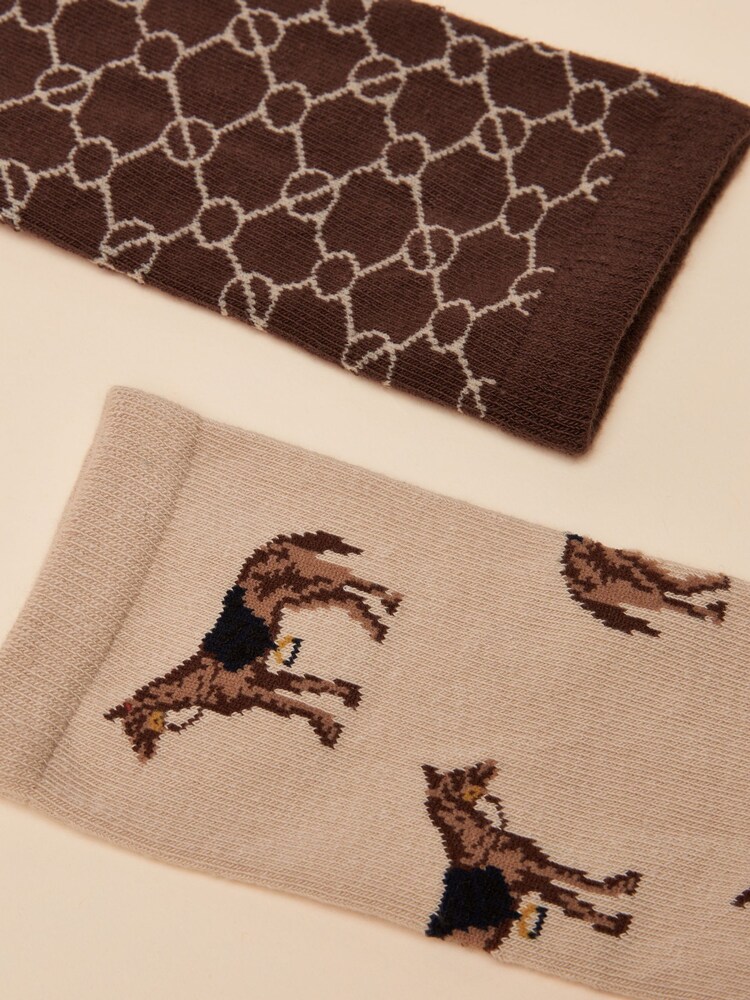 Joules Everyday Brown/Cream 2 Pack Socks - Image 3 of 3
