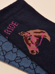 Joules Everyday Navy 2 Pack Socks - Image 2 of 3