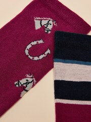 Joules Everyday Berry Red 2 Pack Socks - Image 2 of 3