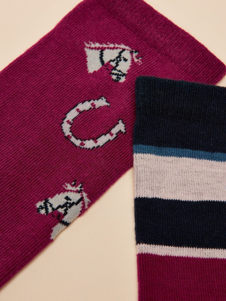 Joules Everyday Berry Red 2 Pack Socks - Image 2 of 3