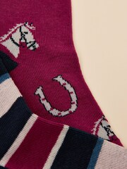 Joules Everyday Berry Red 2 Pack Socks - Image 3 of 3