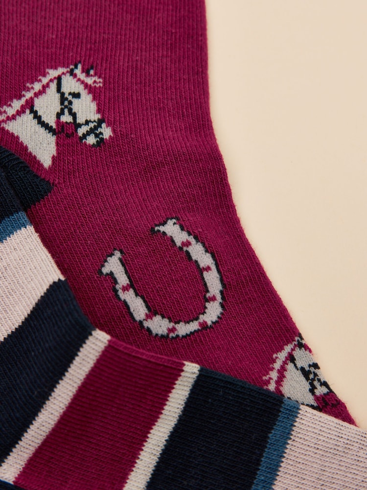 Joules Everyday Berry Red 2 Pack Socks - Image 3 of 3 Joules Everyday Berry Red 2 Pack Socks - Image 3 of 3