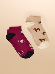 Joules Rilla Berry & Ecru Pack Of Two Trainer Socks - Image 1 of 3